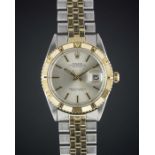 A RARE GENTLEMAN'S STEEL & GOLD ROLEX OYSTER PERPETUAL DATEJUST "TURNOGRAPH" BRACELET WATCH CIRCA