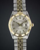 A RARE GENTLEMAN'S STEEL & GOLD ROLEX OYSTER PERPETUAL DATEJUST "TURNOGRAPH" BRACELET WATCH CIRCA