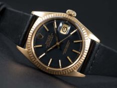 A RARE GENTLEMAN'S 18K SOLID GOLD ROLEX OYSTER PERPETUAL DATEJUST WRIST WATCH CIRCA 1965, REF.