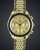 A RARE GENTLEMAN'S 18K SOLID GOLD OMEGA SPEEDMASTER AUTOMATIC BRACELET WATCH CIRCA 1980s Movement: