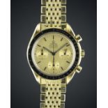 A RARE GENTLEMAN'S 18K SOLID GOLD OMEGA SPEEDMASTER AUTOMATIC BRACELET WATCH CIRCA 1980s Movement: