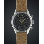 A RARE GENTLEMAN'S STAINLESS STEEL GIGANDET WAKMANN TRIPLE CALENDAR CHRONOGRAPH WRIST WATCH CIRCA