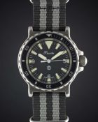 A RARE GENTLEMAN'S STAINLESS STEEL BRITISH MILITARY PRECISTA ROYAL NAVY DIVERS WRIST WATCH DATED