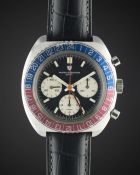 A RARE GENTLEMAN'S STAINLESS STEEL NIVADA GRENCHEN GMT CHRONOGRAPH WRIST WATCH CIRCA 1970, REF.