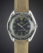 A RARE GENTLEMAN'S STAINLESS STEEL OMEGA SEAMASTER 300 "BIG TRIANGLE" AUTOMATIC DATE WRIST WATCH