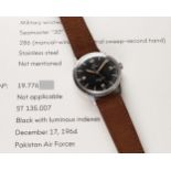 A RARE GENTLEMAN'S STAINLESS STEEL MILITARY OMEGA SEAMASTER 30 PAF WRIST WATCH DATED 1964, REF.