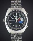 A RARE GENTLEMAN'S STAINLESS STEEL HEUER SKIPPER AUTOMATIC CHRONOGRAPH BRACELET WATCH CIRCA 1970s,