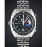 A RARE GENTLEMAN'S STAINLESS STEEL HEUER SKIPPER AUTOMATIC CHRONOGRAPH BRACELET WATCH CIRCA 1970s,