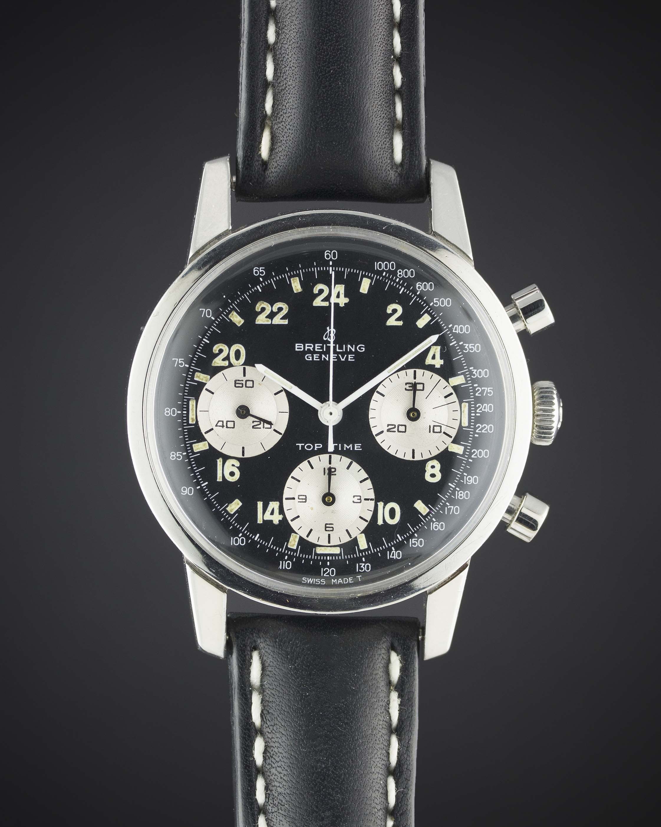 A RARE GENTLEMAN'S STAINLESS STEEL BREITLING TOP TIME 24 HOUR CHRONOGRAPH WRIST WATCH CIRCA 1968, - Image 2 of 12