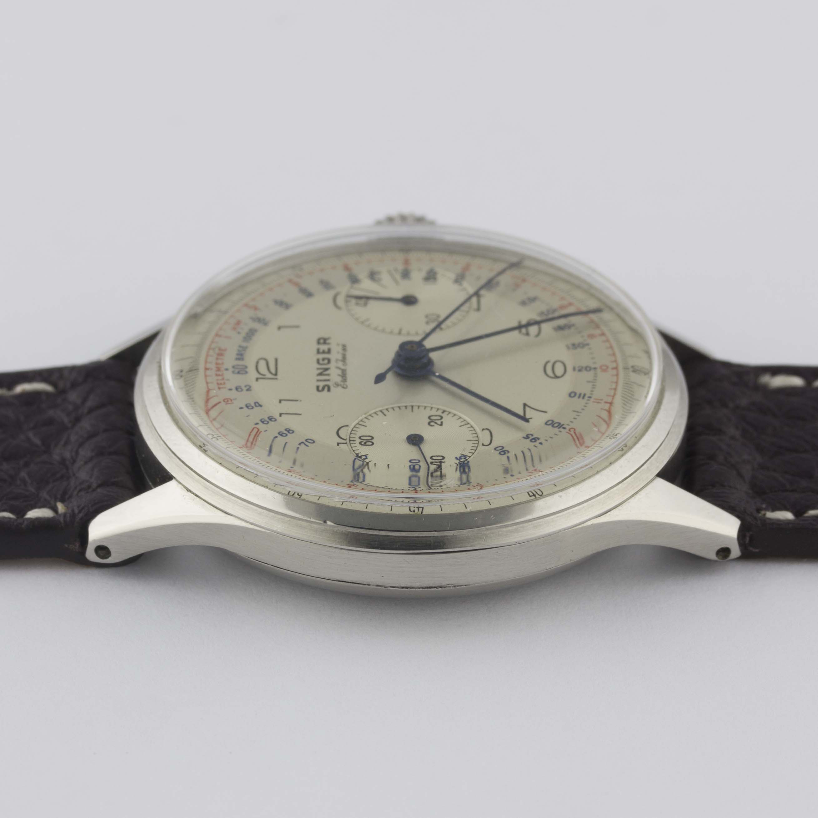 A RARE GENTLEMAN'S STAINLESS STEEL BREITLING SINGER CHRONOGRAPH WRIST WATCH CIRCA 1940s, REF. 760 - Bild 10 aus 10