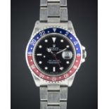 A GENTLEMAN'S STAINLESS STEEL ROLEX OYSTER PERPETUAL DATE GMT MASTER BRACELET WATCH CIRCA 1991, REF.