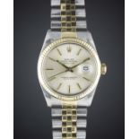 A GENTLEMAN'S STEEL & GOLD ROLEX OYSTER PERPETUAL DATEJUST BRACELET WATCH CIRCA 1981, REF. 16013