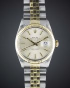 A GENTLEMAN'S STEEL & GOLD ROLEX OYSTER PERPETUAL DATEJUST BRACELET WATCH CIRCA 1981, REF. 16013