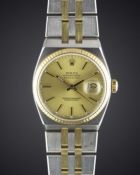 A GENTLEMAN'S STEEL & GOLD ROLEX OYSTERQUARTZ DATEJUST BRACELET WATCH CIRCA 1986, REF. 17013