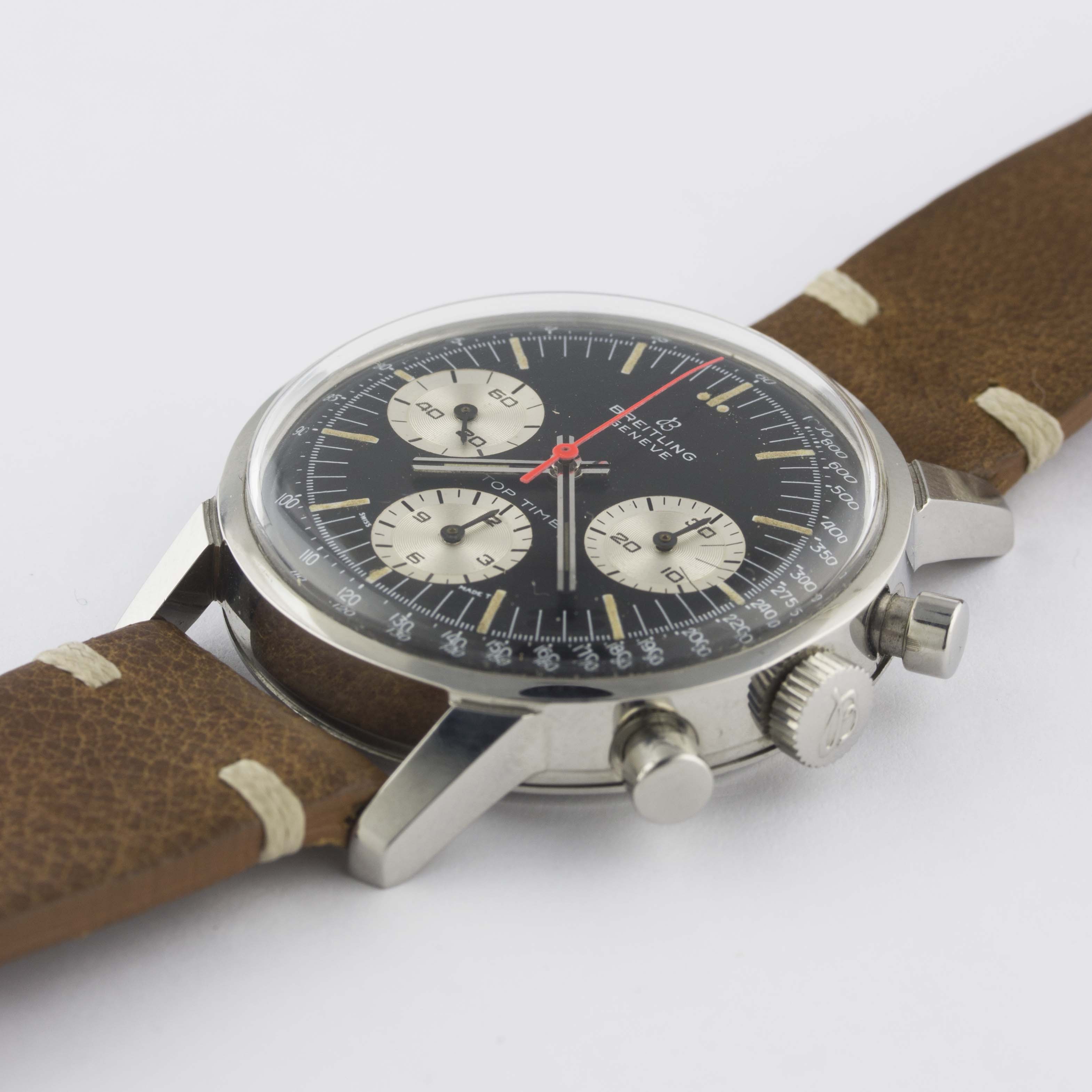 A RARE GENTLEMAN'S STAINLESS STEEL BREITLING TOP TIME CHRONOGRAPH WRIST WATCH CIRCA 1969, REF. 810 - Image 4 of 11