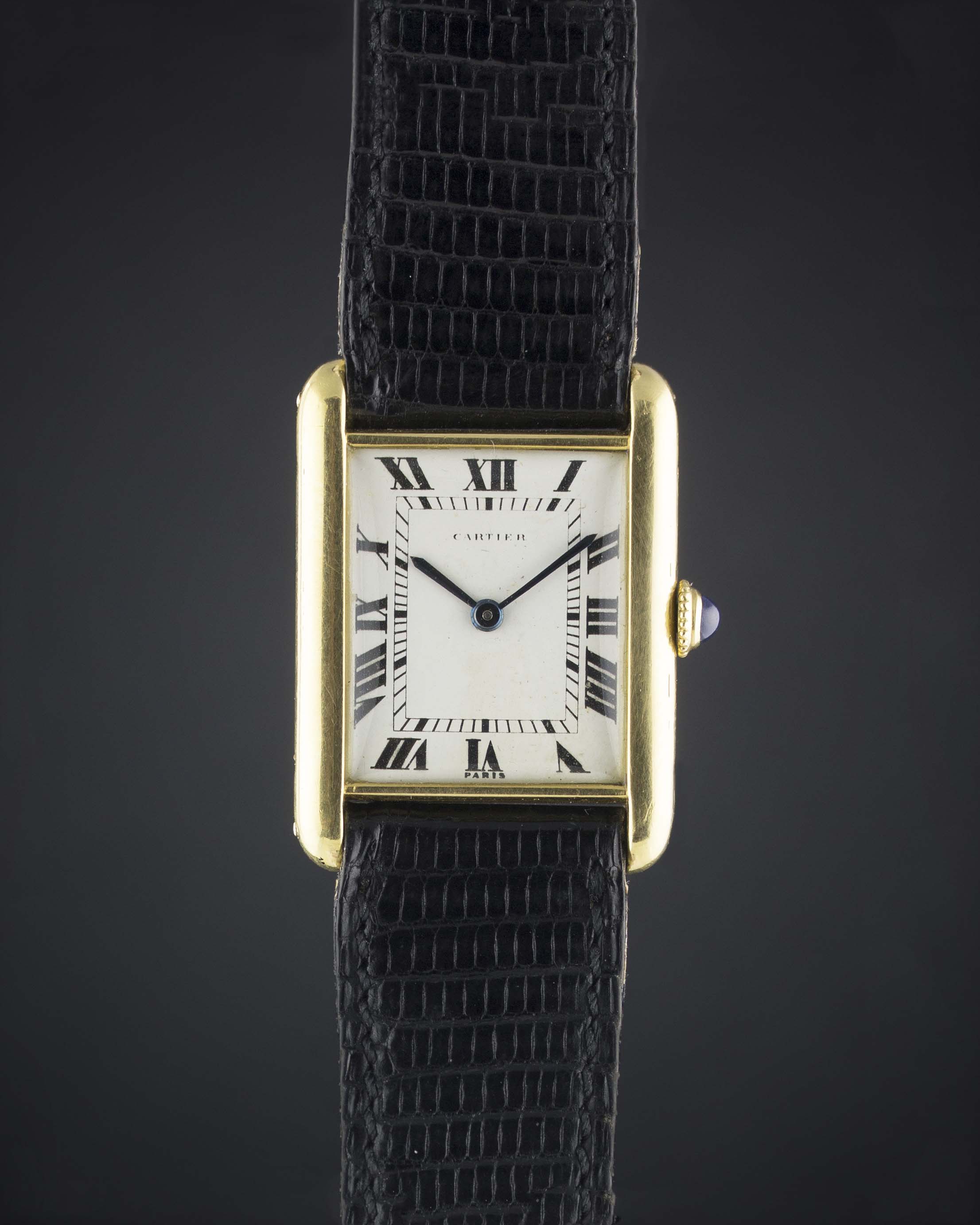 A RARE GENTLEMAN'S 18K SOLID GOLD CARTIER LONDON TANK WRIST WATCH CIRCA 1962, WITH LONDON