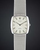 A GENTLEMAN'S 18K SOLID WHITE GOLD ROLEX CELLINI BRACELET WATCH CIRCA 1973, REF. 4086 WITH SIGMA