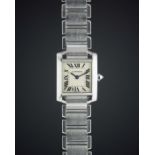 A LADIES STAINLESS STEEL CARTIER TANK FRANCAISE BRACELET WATCH DATED 2009, REF. 2384 WITH ORIGINAL