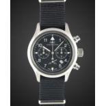 A GENTLEMAN'S STAINLESS STEEL IWC DER FLIEGER CHRONOGRAPH WRIST WATCH CIRCA 1990s, REF. 3741