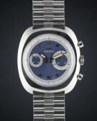 A GENTLEMAN'S STAINLESS STEEL MONDIA "BIG EYE" CHRONOGRAPH BRACELET WATCH CIRCA 1970 Movement: