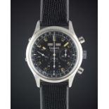 A RARE GENTLEMAN'S LARGE SIZE STAINLESS STEEL GIGANDET WAKMANN TRIPLE CALENDAR CHRONOGRAPH WRIST