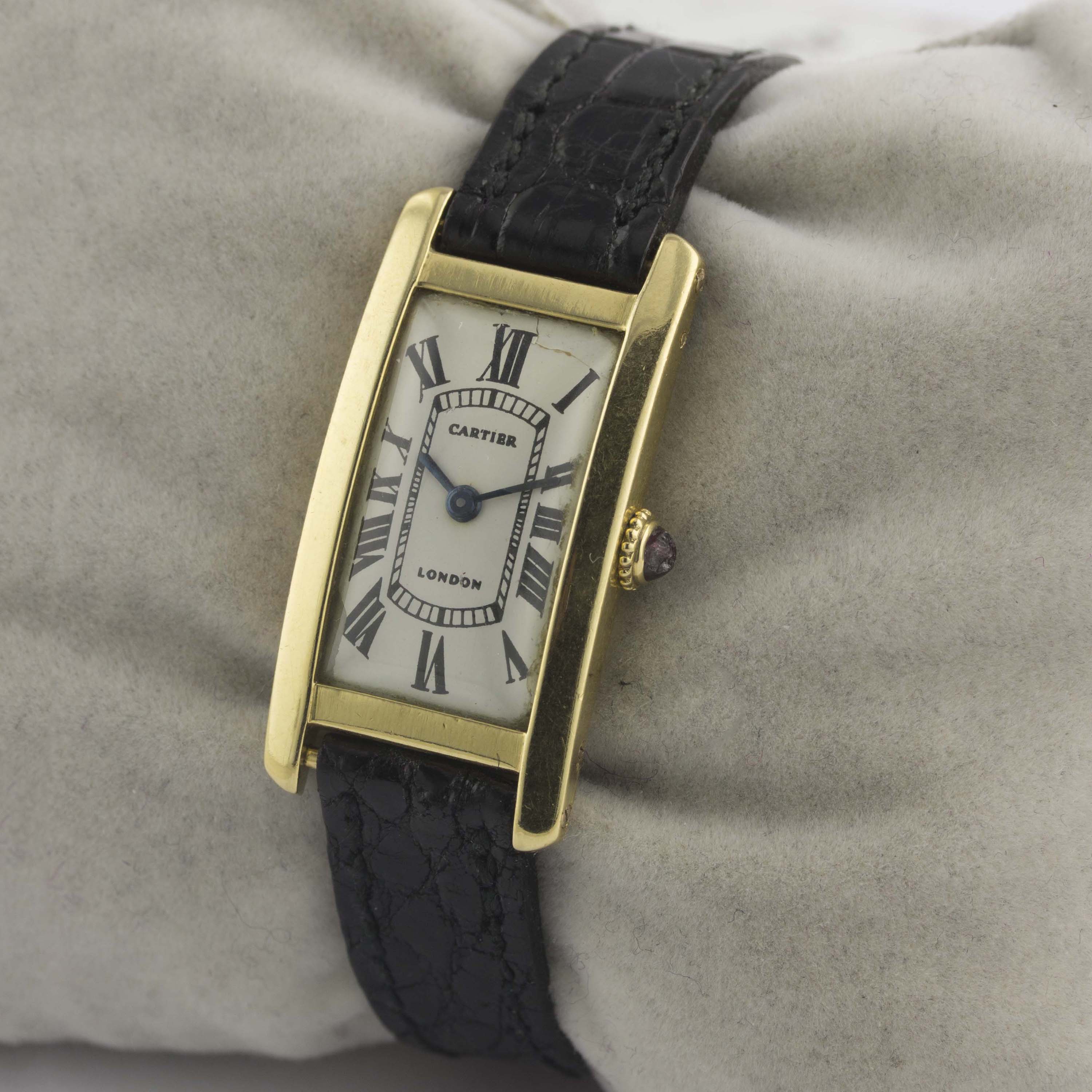 A VERY RARE 18K SOLID GOLD CARTIER LONDON TANK RECTANGULAR WRIST WATCH CIRCA 1969, WITH LONDON - Image 4 of 11