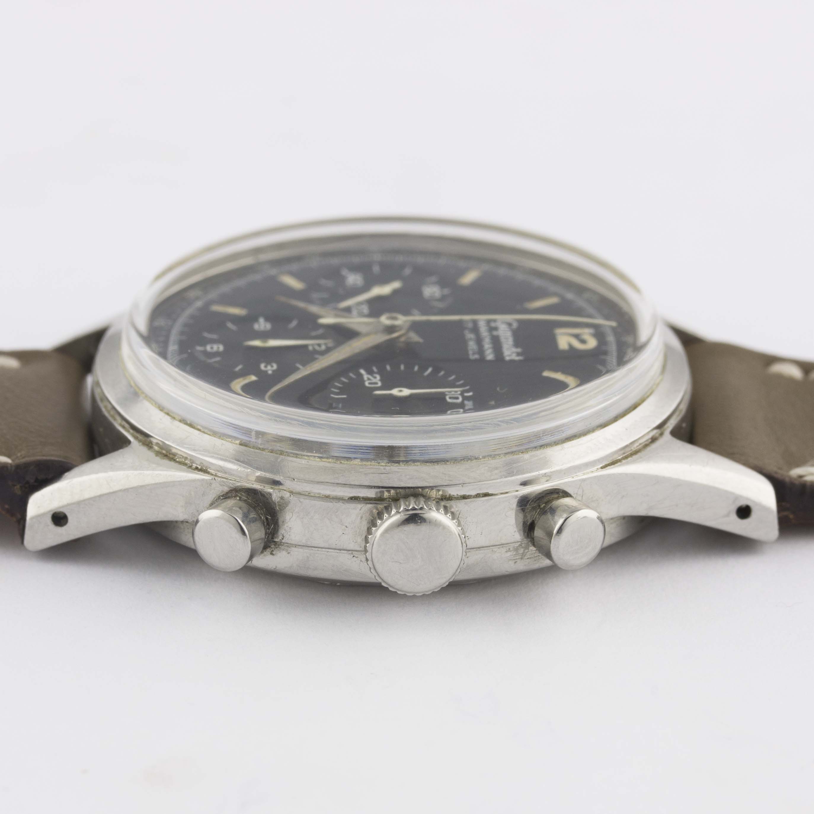 A RARE GENTLEMAN'S STAINLESS STEEL GIGANDET WAKMANN CHRONOGRAPH WRIST WATCH CIRCA 1960s, WITH - Bild 9 aus 10