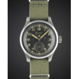 A GENTLEMAN'S STAINLESS STEEL BRITISH MILITARY CYMA W.W.W. WRIST WATCH CIRCA 1940s, PART OF THE "