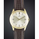 A GENTLEMAN'S 18K SOLID GOLD OMEGA WRIST WATCH CIRCA 1950, REF. 13302 Movement: 17J, manual wind,