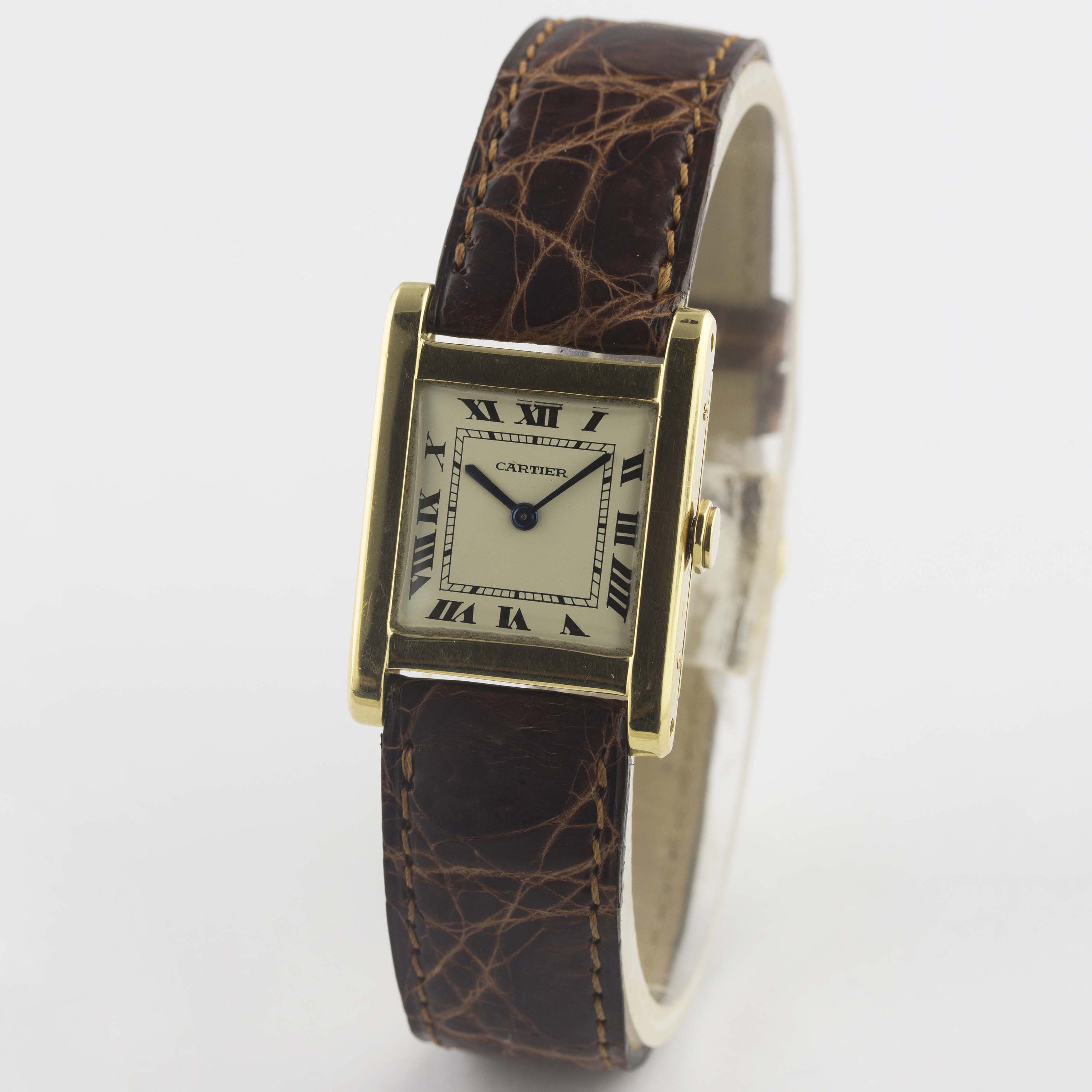 A RARE GENTLEMAN'S 18K SOLID GOLD CARTIER TANK NORMALE WRIST WATCH CIRCA 1960, WITH CARTIER BOX - Image 4 of 12