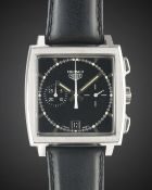 A GENTLEMAN'S STAINLESS STEEL HEUER MONACO CHRONOGRAPH WRIST WATCH DATED 1998, REF. CS2110 THE FIRST