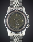 A GENTLEMAN'S STAINLESS STEEL ENICAR SHERPA GUIDE 30 GMT ROTOR AUTOMATIC BRACELET WATCH CIRCA 1960s,