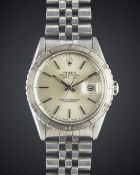 A GENTLEMAN'S STEEL & WHITE GOLD ROLEX OYSTER PERPETUAL DATEJUST "TURNOGRAPH" BRACELET WATCH CIRCA