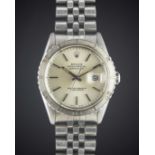 A GENTLEMAN'S STEEL & WHITE GOLD ROLEX OYSTER PERPETUAL DATEJUST "TURNOGRAPH" BRACELET WATCH CIRCA