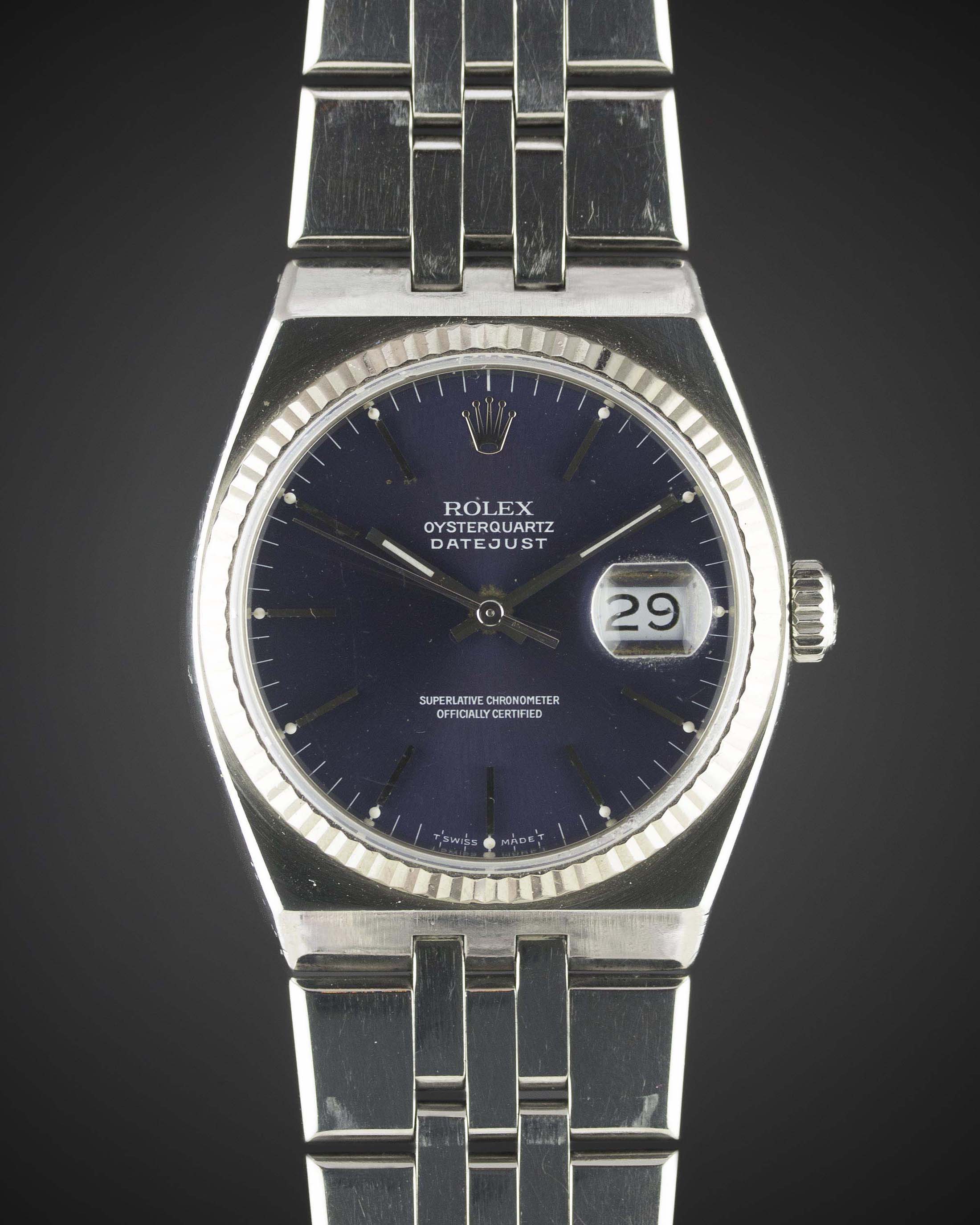 A GENTLEMAN'S STAINLESS STEEL ROLEX OYSTERQUARTZ DATEJUST BRACELET WATCH CIRCA 1987, REF. 17014 WITH - Image 2 of 2