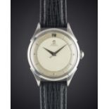 A GENTLEMAN'S STAINLESS STEEL OMEGA AUTOMATIC WRIST WATCH CIRCA 1946, REF. 2421/2 WITH TWO TONE