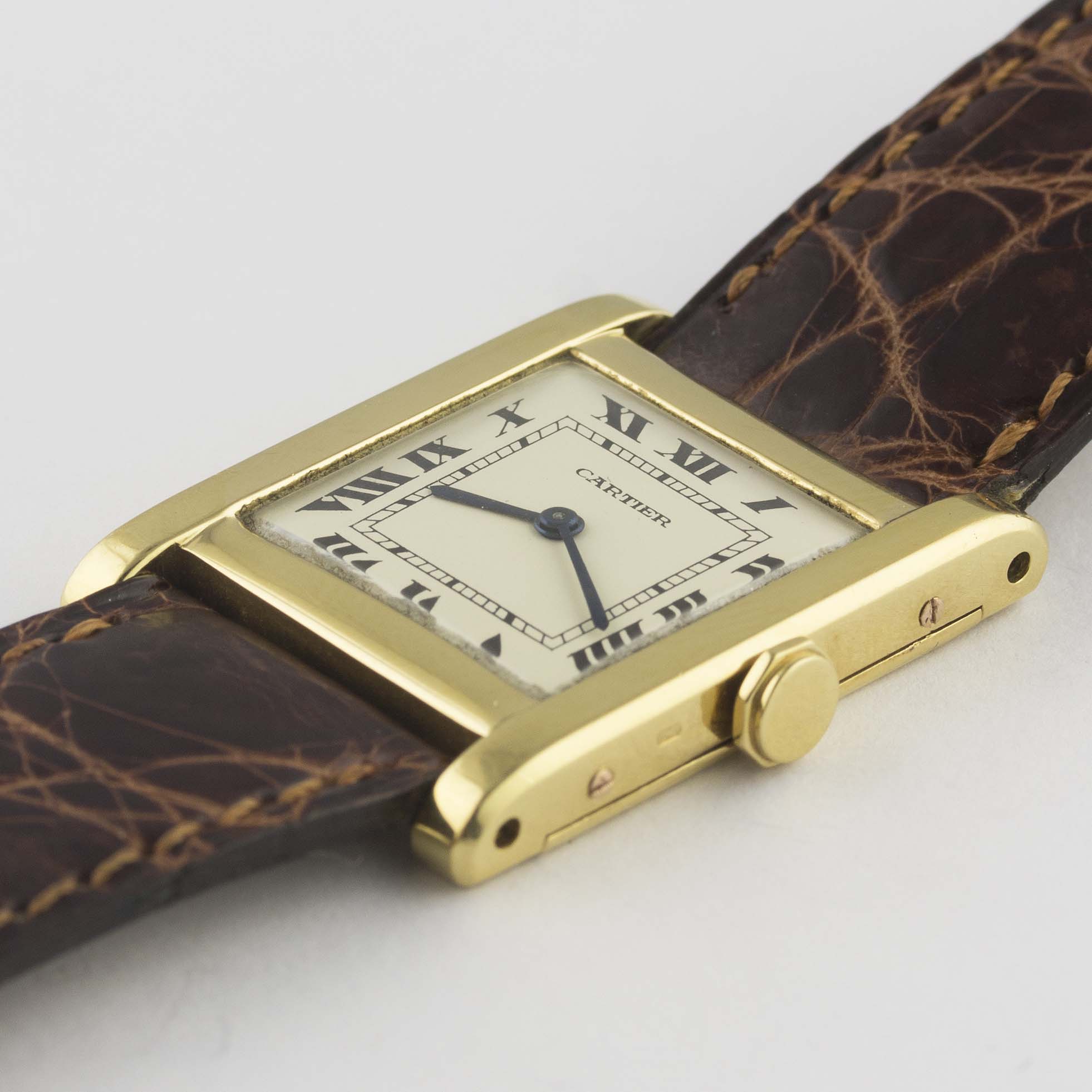 A RARE GENTLEMAN'S 18K SOLID GOLD CARTIER TANK NORMALE WRIST WATCH CIRCA 1960, WITH CARTIER BOX - Image 3 of 12