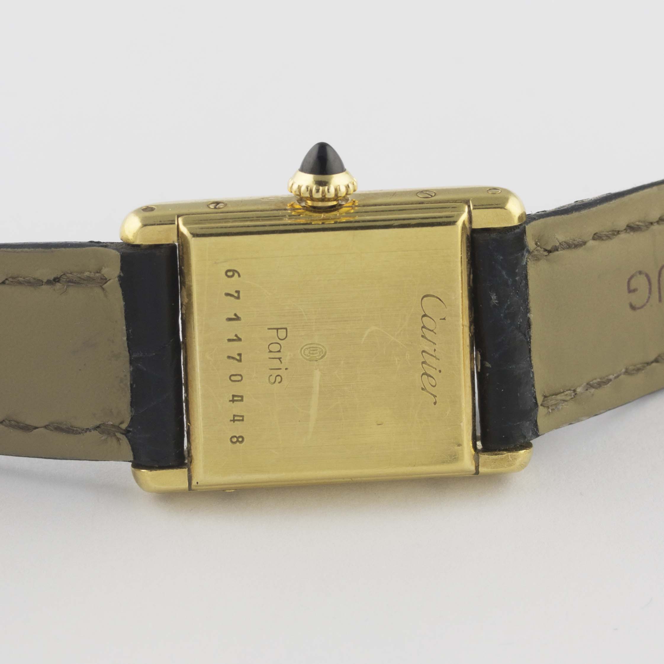 A LADIES 18K SOLID GOLD CARTIER TANK WRIST WATCH CIRCA 1980s Movement: Manual wind, signed - Image 7 of 12