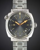 A RARE GENTLEMAN'S STAINLESS STEEL ZENITH SUPER SUB SEA AUTOMATIC DIVERS BRACELET WATCH CIRCA