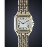 A GENTLEMAN'S SIZE 18K SOLID GOLD CARTIER PANTHERE BRACELET WATCH CIRCA 2000 Movement: Quartz,