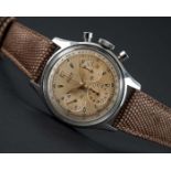 A RARE GENTLEMAN'S STAINLESS STEEL TISSOT "WATERPROOF" CHRONOGRAPH WRIST WATCH CIRCA 1947, REF.