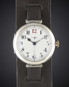 A RARE GENTLEMAN'S SOLID SILVER ROLEX "CENTRE SECONDS" OFFICERS WRIST WATCH CIRCA 1918, WITH
