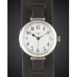 A RARE GENTLEMAN'S SOLID SILVER ROLEX "CENTRE SECONDS" OFFICERS WRIST WATCH CIRCA 1918, WITH