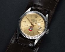 A VERY RARE GENTLEMAN'S STAINLESS STEEL ROLEX OYSTER PERPETUAL DATEJUST WRIST WATCH CIRCA 1982, REF.