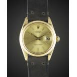 A GENTLEMAN'S 18K SOLID GOLD ROLEX OYSTER PERPETUAL DATE WRIST WATCH CIRCA 1967, REF. 1503 Movement: