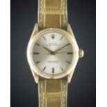 A FINE GENTLEMAN'S 18K SOLID PINK GOLD ROLEX OYSTER PERPETUAL WRIST WATCH CIRCA 1965, REF. 1005 /