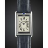 A GENTLEMAN'S STAINLESS STEEL CARTIER TANK BASCULANTE "JUMBO" WRIST WATCH CIRCA 2000s, REF. 2390