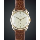 A GENTLEMAN'S 18K SOLID PINK GOLD ROLEX WRIST WATCH CIRCA 1950s, REF. 6240 WITH "HORN" LUGS