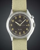 A RARE GENTLEMAN'S STAINLESS STEEL SWEDISH MILITARY LEMANIA TG 195 SINGLE BUTTON "SYNCHRONISATION"