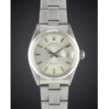 A GENTLEMAN'S STAINLESS STEEL ROLEX OYSTER PERPETUAL AIR KING DATE BRACELET WATCH CIRCA 1972, REF.